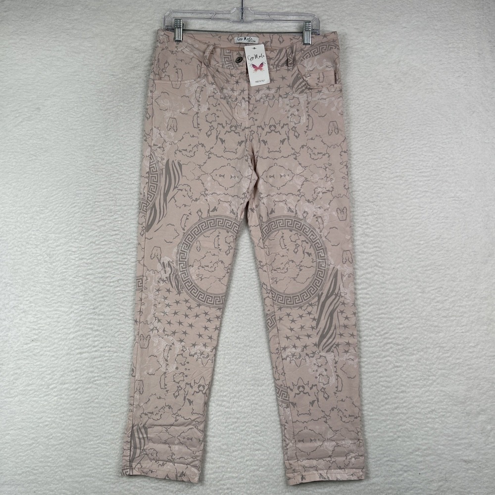 Gigi Moda Womens Size XL Print Pink Pants Italy